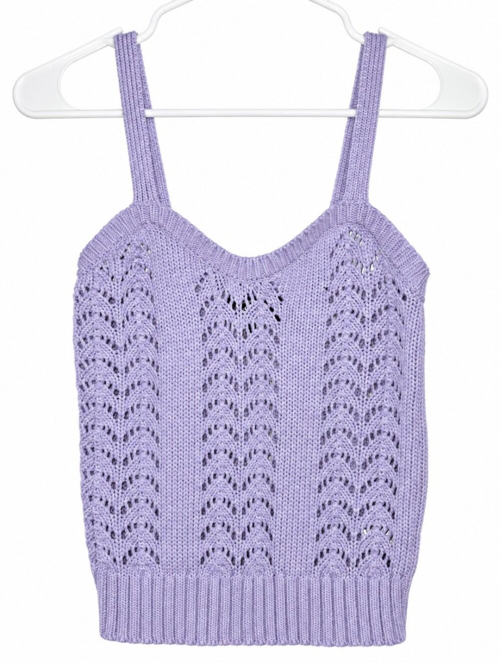 Scoop Lilac Pointelle Knit Sweater Tank Top Women’s Small